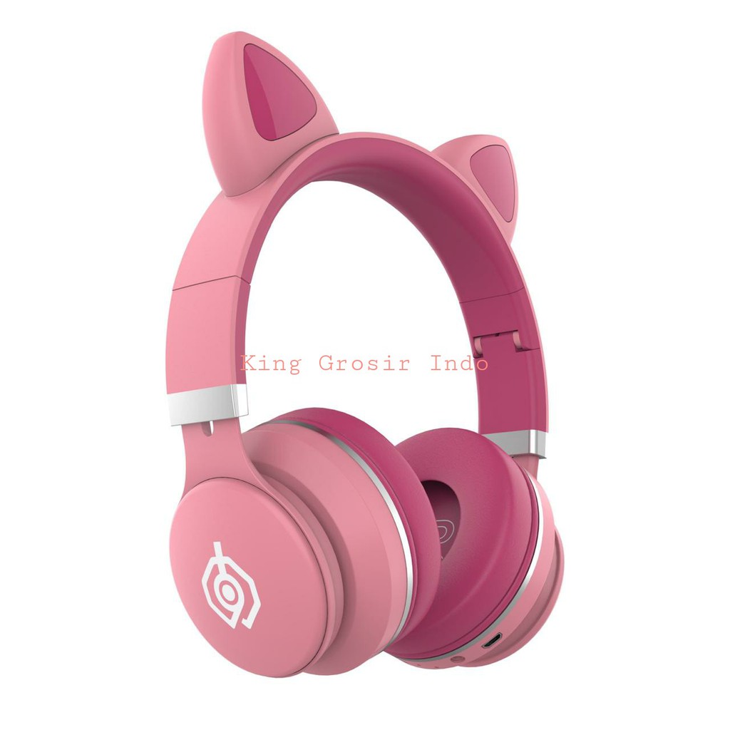 Bando Bluetooth Headphone Cat LED 031 LUMINOUS / Wireless Bando Kucing Macaron