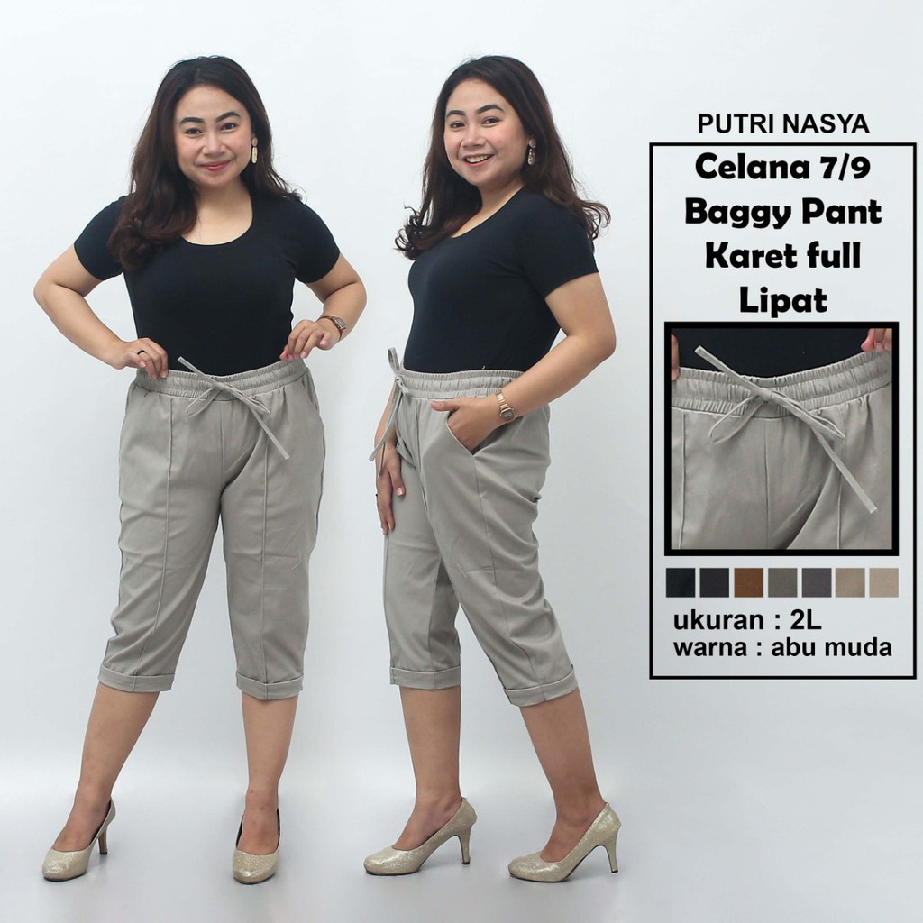  Celana  7 9 jumbo karet full baggy  pant  jumbo celana  