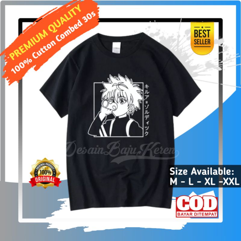 Kaos Anime Japan Killua Hunter X Hunter Kaos Distro Pria & Wanita S-XXL Otsky Kaos Anime Killua Zold