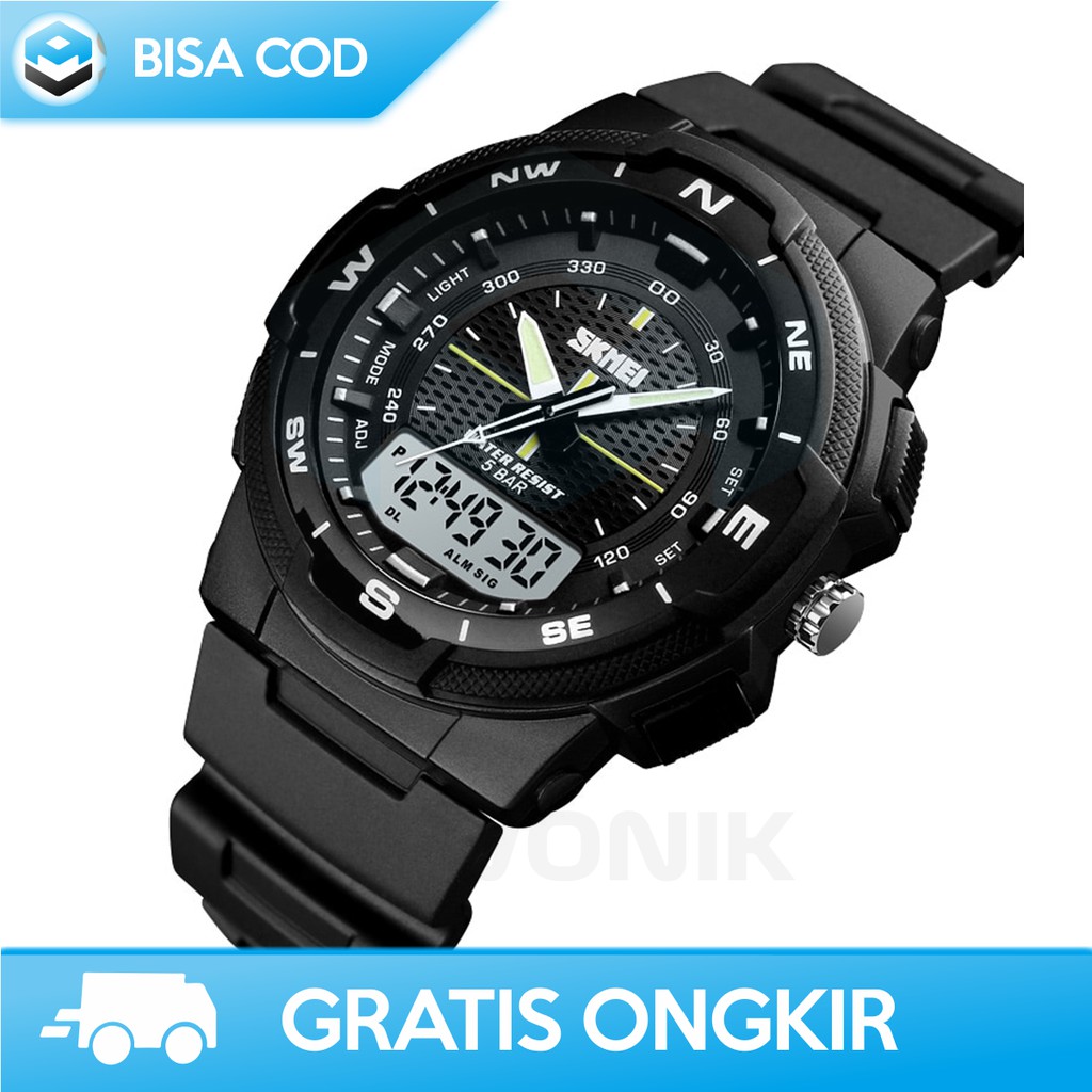 JAM TANGAN PRIA ANALOG DIGITAL ANTI AIR ORIGINAL SKMEI 1454 - JAM TANGAN SPORT PRIA TAHAN AIR BERGAR