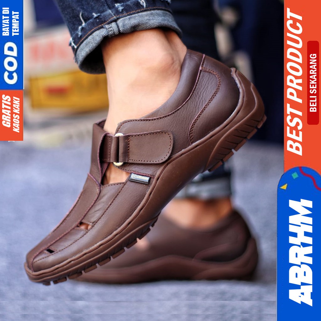 ABRHM x DRAKEN Sepatu Slip On Pria Sepatu Casual Pria Sepatu Pria Original Kulit Asli Kerja Lapangan Sepatu Kasual Cowok / Cowo Original Santai Gaya Keren Kekinian