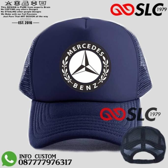 JAMINAN MURAH TOPI COWO KEREN~ TOPI JARING TRUCKER MERCEDEZ BENZ BIRU DONGKER NAVY TR6 - SLC MURAH