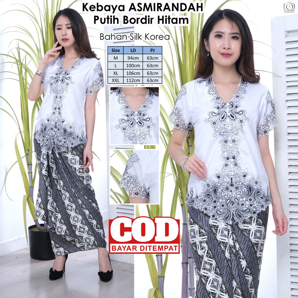 Atasan Kebaya Bordir Encim Modern Gading Putih / Kebaya Wisuda Elegan Mewah / Kebaya Kondangan Wanita Dewasa Kekinian / Kebaya Akad Nikah Terbaru Asmirandah-1