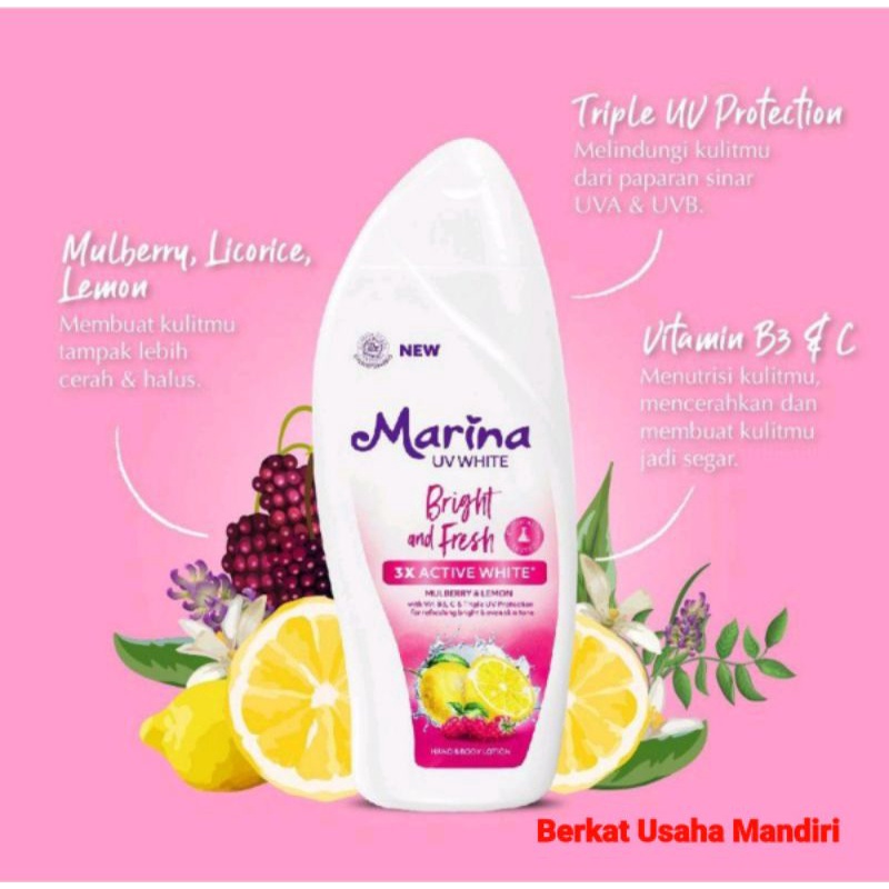 Marina Hand &amp; Body Lotion UV White 185ml 460ml 3x Active White