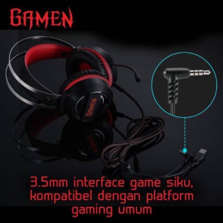 Headphone Gaming HP GAMEN GH1100 Wired Headset Gaming Black With 7 Color