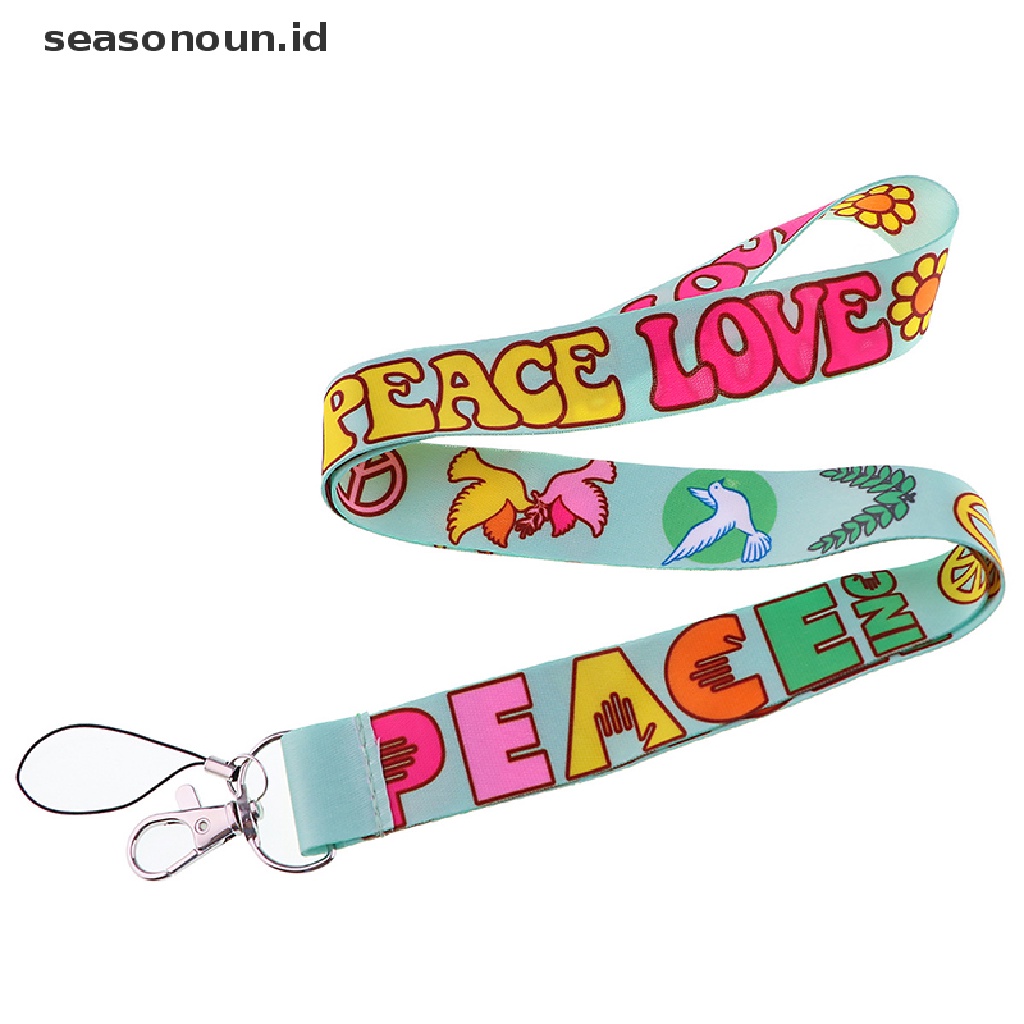 【seasonoun】 Peace and Love Lanyards Keychain Dove Neck Strap Phone Buttons ID Card Holder .