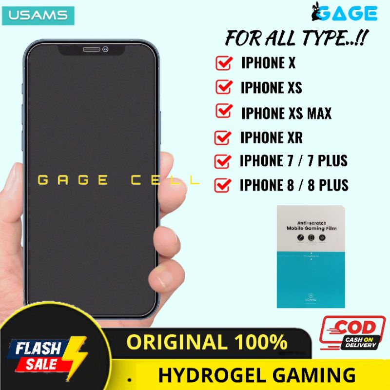 USAMS Hydrogel Apple iPhone X XS MAX XR 7 8 PLUS Anti Gores Glare Matte Gaming Full Screen Original