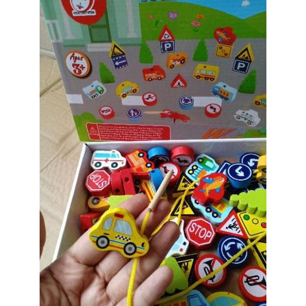 FUXIN CRAFTWORK Puzzle Traffic Lacing - Mainan Puzzle Kayu Anak