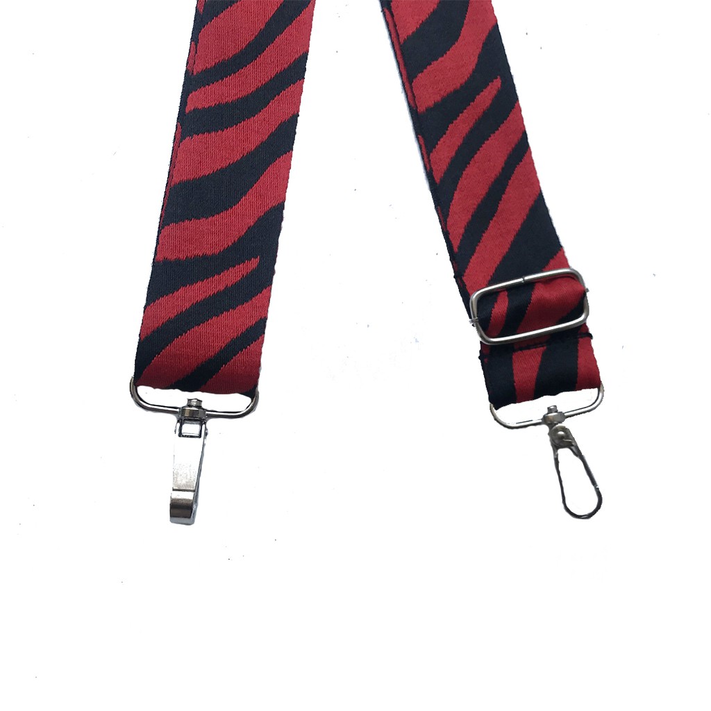 Canvas Strap Motif Zebra  / Tali Tas Lebar Kanvas halus / Long Strap Bag Adjustable Hitam Merah