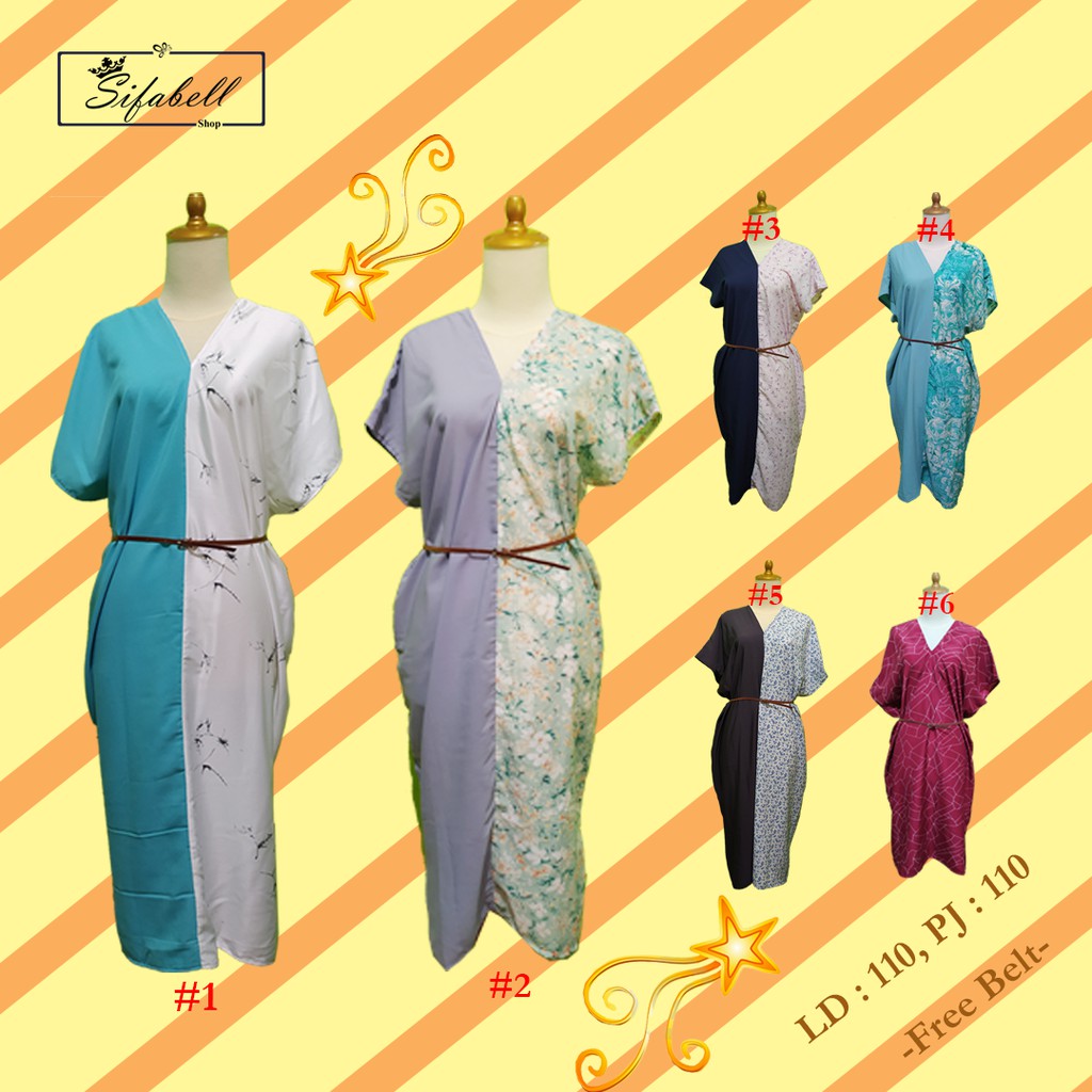 Kaftan Wanita Muslim Gamis Panjang Motif