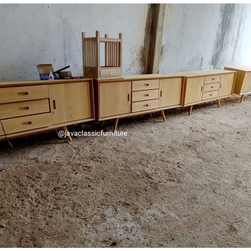 BUFET TV RETRO MENTAH MEJA MINIMALIS VINTAGE BAHAN JATI FURNITURE JEPARA-2
