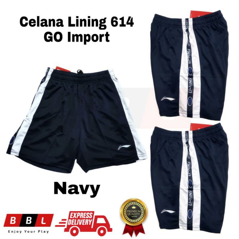 Celana Badminton Lining 614 Navy Grade Ori / Celana Bulutangkis Import / celana olahraga murah