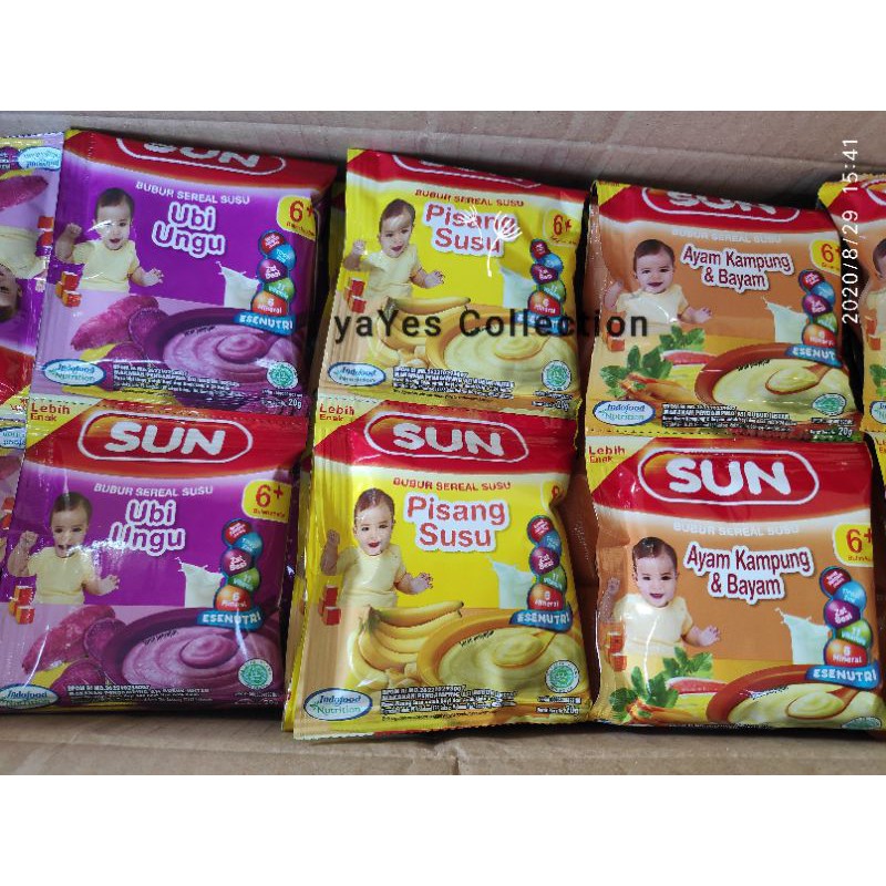 SUN bubur lanjutan TIM instant Ayam bayam ubi ungu pisang susu 6+ bln makanan Rencengan sachet 20g