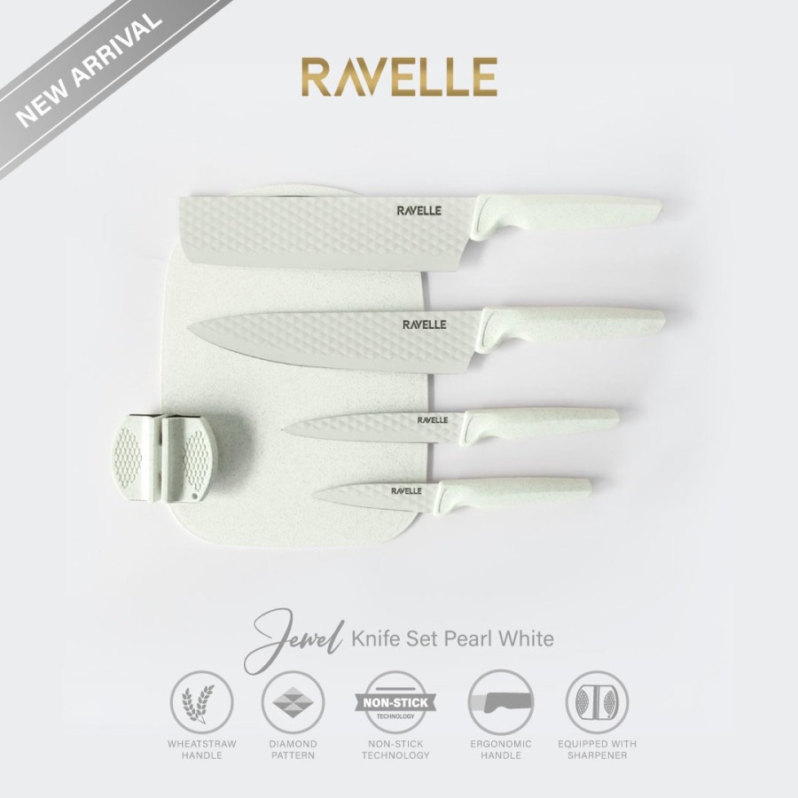 RAVELLE Jewel Knife Set 6 in 1 Non Stick Diamond Knife