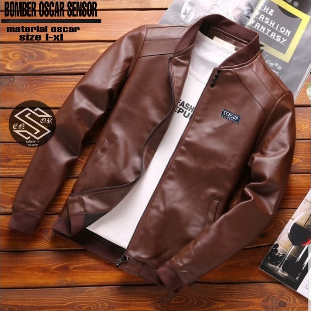 AKN- JAKET MOTOR PRIA / JAKET BOMBER PRIA OSCAR ANTI AIR / JAKET KULIT ORIGINAL SENSOR