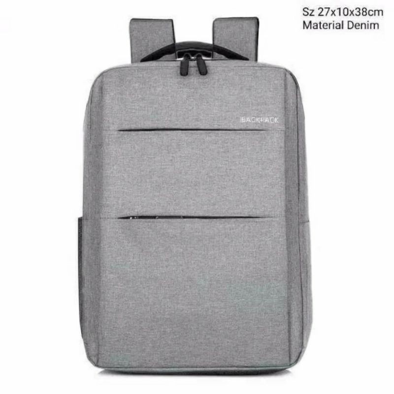 Tas Sekolah Pria Ransel Backpack Cowok Cewek SMP SMA SD SMU Murah Codora Murmer Abu Laptop Backpack Denim-4