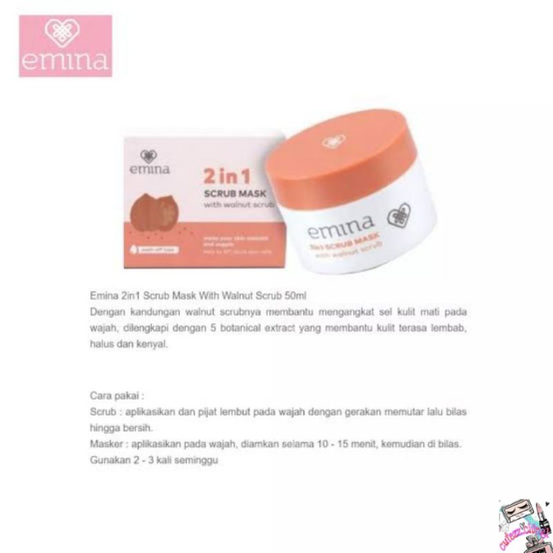 ☃️Cutezz_Ching1☃️Emina 2in1 Scrub Mask 50ml - Masker Wajah