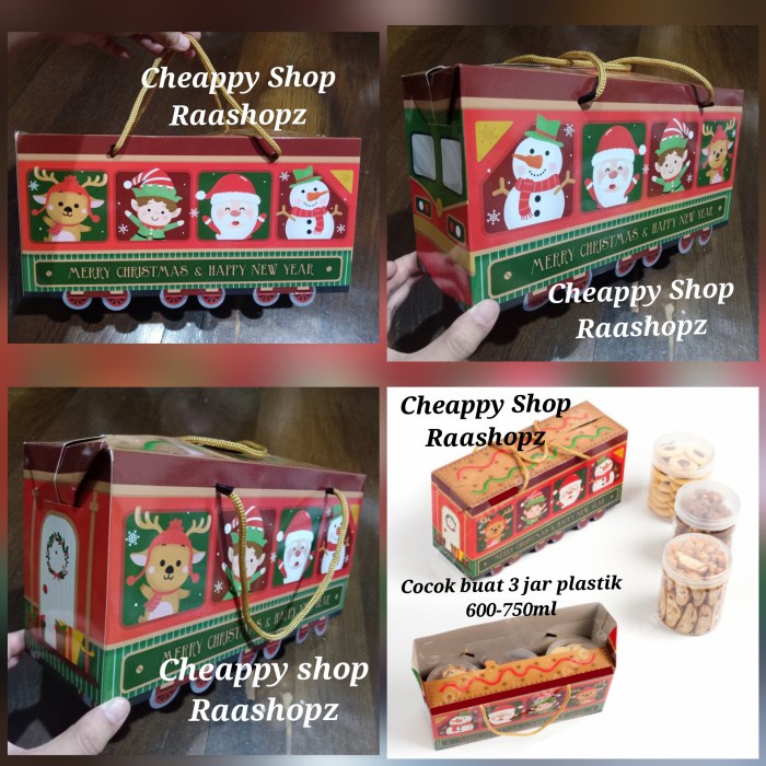 

TRAIN Box Natal 3 Jar 600ml 750ml Box Natal Kue Kering Paperbag Natal - Train Pop Up