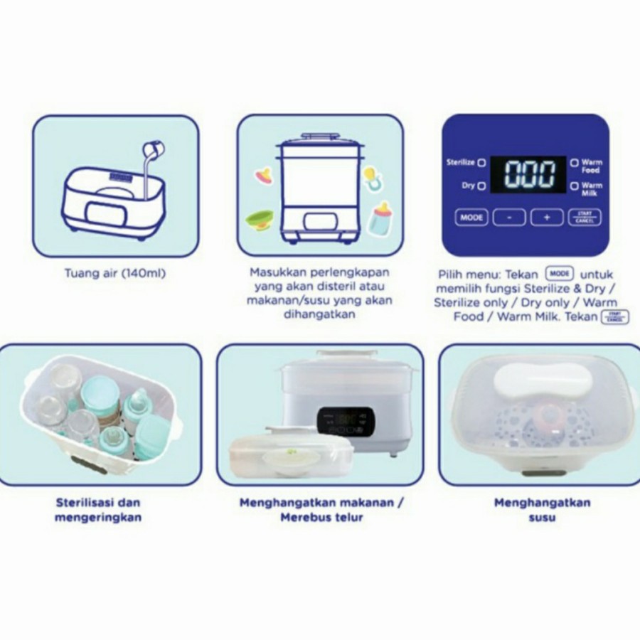 Baby Safe Digital Sterilizer &amp; Dryer With Food Warmer