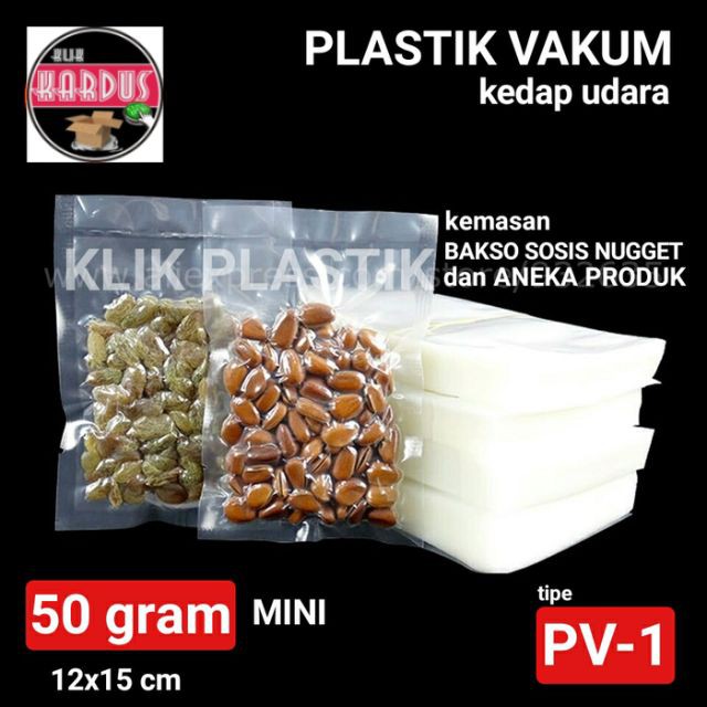PLASTIK VACUM 50 GR/PLASTIK VAKUM VACUUM/KEMASAN SOSIS BAKSO NUGGET