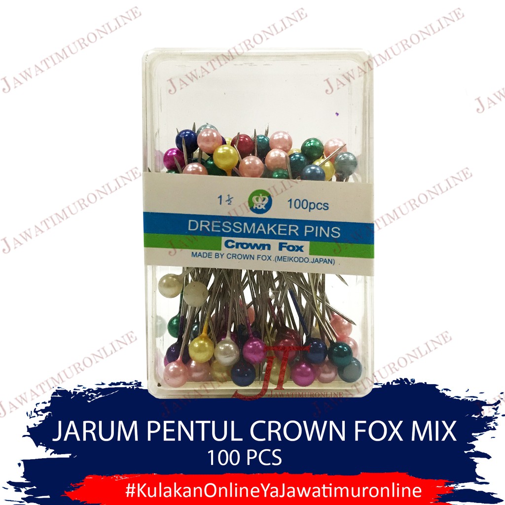 Jarum Pentul Crown Fox CAMPUR Warna Dus Mika - Jarum Pentol MIX Warna