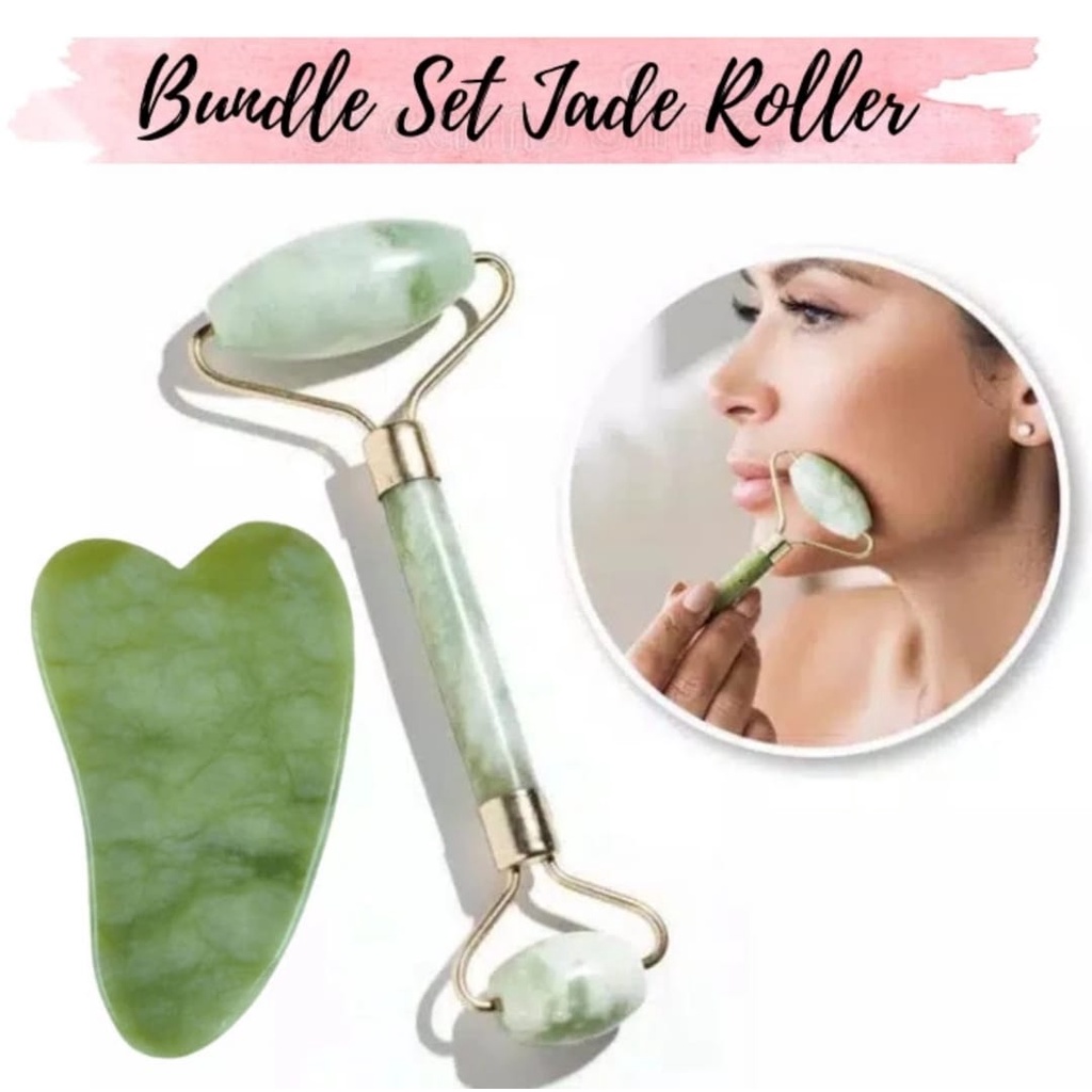 Gua Sha Batu Jade Roller Facial Massager Alat Pijat Pengencang Wajah