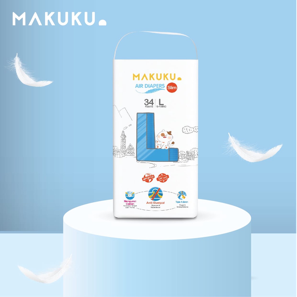 NEW! Popok Makuku Air Diapers SLIM pants L34 ( 9-14kg)