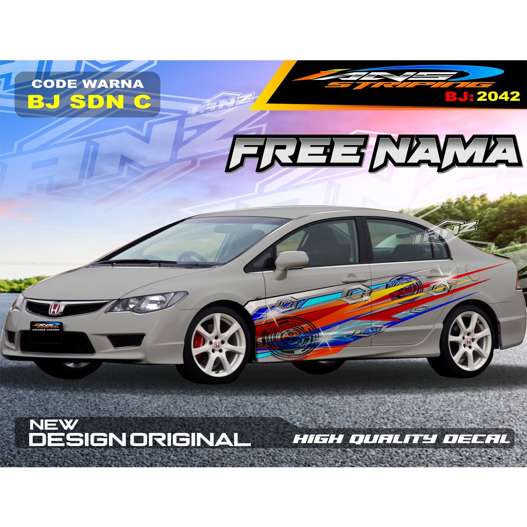 STICKER VARIASI MOBIL HONDA CIVIC  / VARIASI STICKER BODY SAMPING MOBIL VIOS / STIKER MOBIL TERBARU