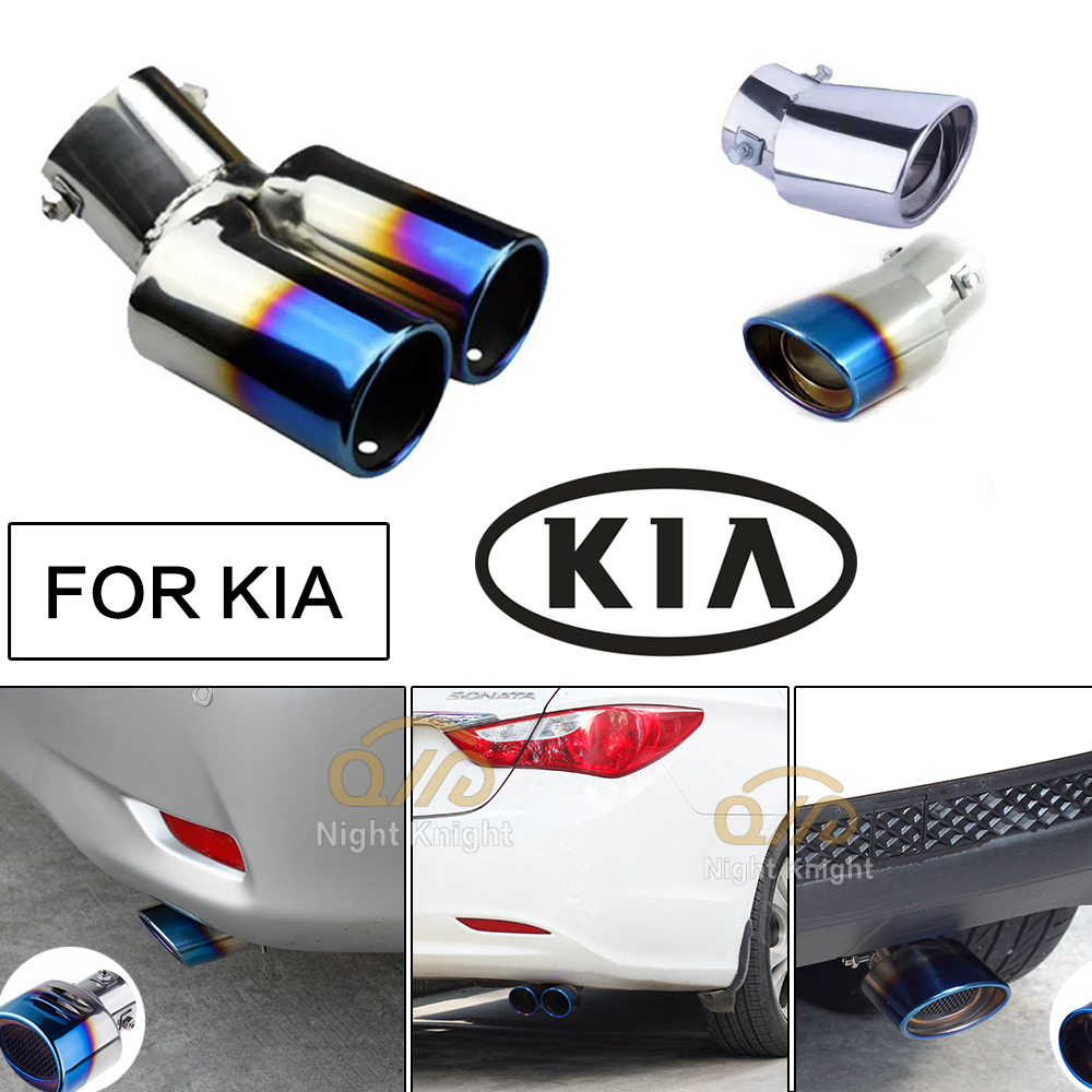 Ujung Knalpot Mobil Muffler Pipa Stainless Steel Chrome Trim Modifikasi Pipa Ekor Knalpot Pipa knalpot roda belakang mobil For Kia logo RIO K5 k3 K2 Picanto Rio Soren Sportage Sorento KX3 KX5 K3S