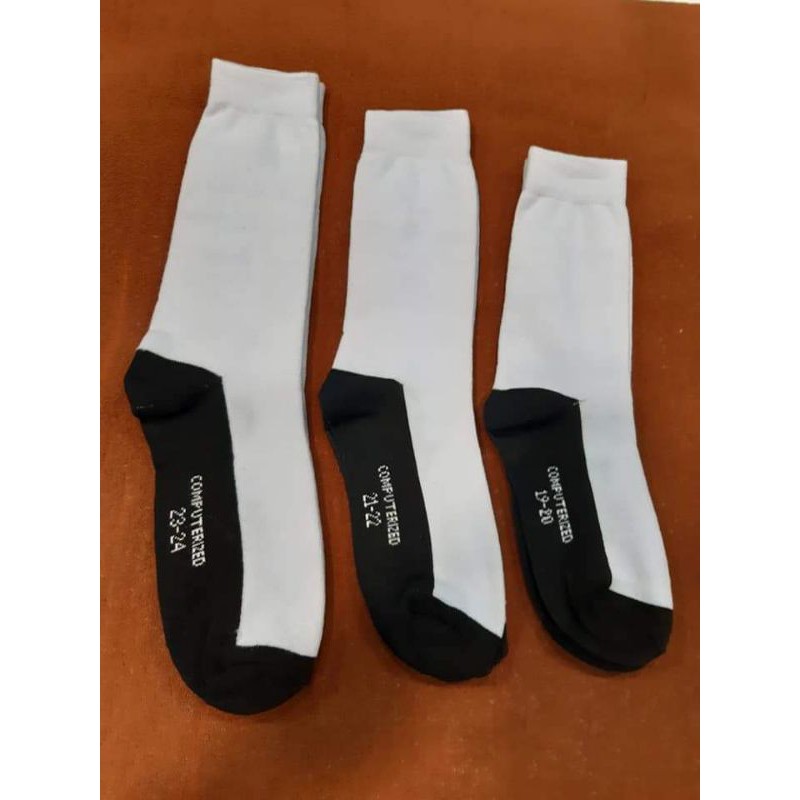 kaos kaki sekolah SMP ( 3 pasang ) putih telapak hitam bahan super grees