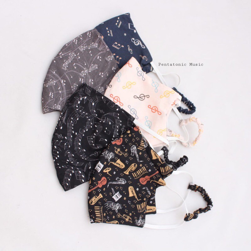 Masker Musik / Music Organic Face Mask / Masker Kain Lucu