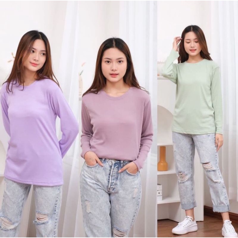 KAOS RIB PANJANG PREMIUM KAOS WANITA BASIC RIB TEBAL MURAH KEKINIAN