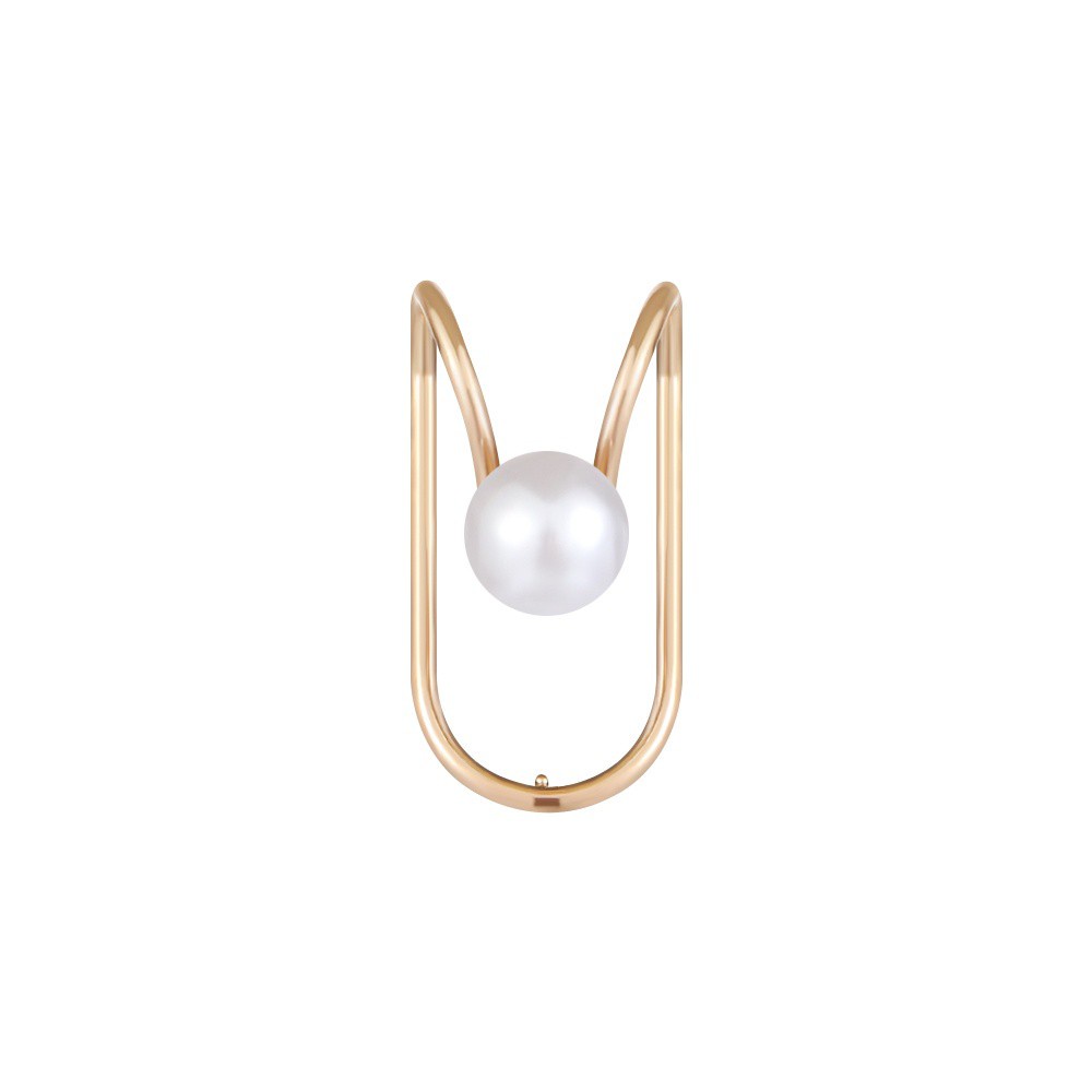 Anting Klip Tanpa Tindik Bentuk U Geometris Aksen Mutiara Berlian Warna-Warni Untuk Wanita