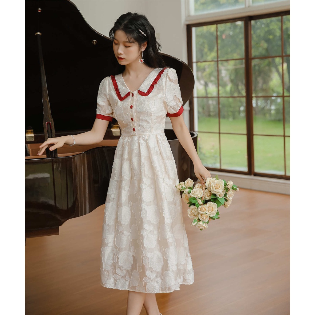 #Sisjuly# Rok Panjang Wanita French Retro Lembut Angin