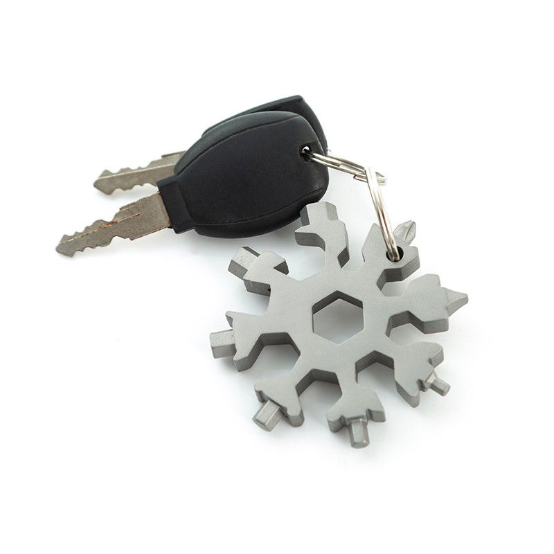 Obeng Kunci Gantungan Kunci Multifungsi Snowflake 18 in 1 Stainless
