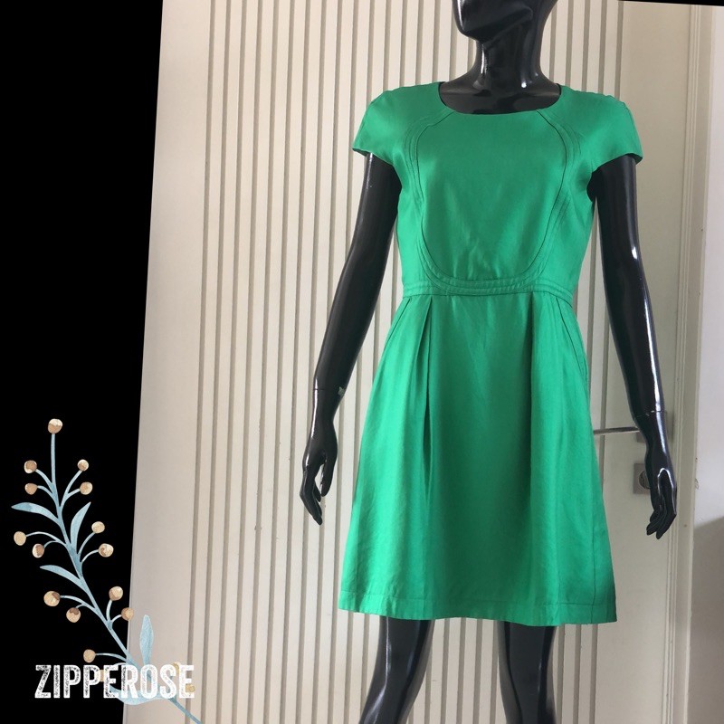 TIBI Green ShortSleeve Pocket Dress #0174