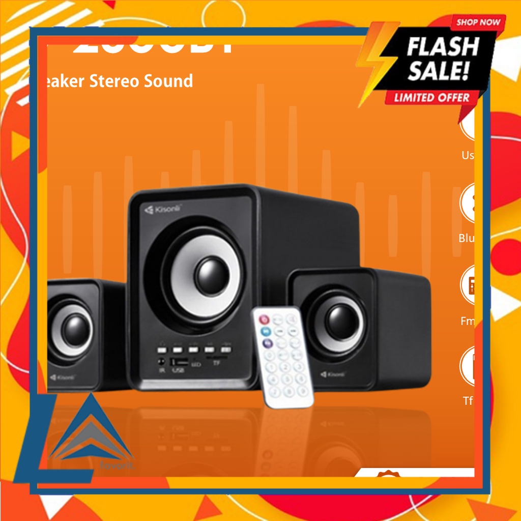 (LA FAVORITE).  Kisonli Speaker Bluetooth Bass Gaming U-2800BT Speaker Komputer Laptop Bluetooth