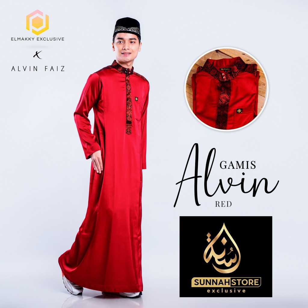 GAMIS ALVIN RED BY ELMAKKY EXCLUSIVE | JUBAH PRIA ELMAKKY