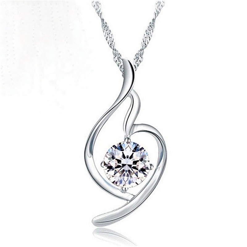 [Ready Stock]Fashion Silver Plated Diamond Simple Pendant Necklace