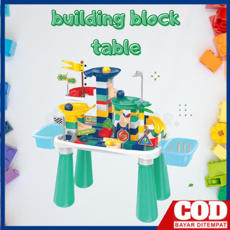 Mainan Edukatif Anak BUILDING BLOCK TABLE  Meja Bermain &amp; Belajar Kreatif