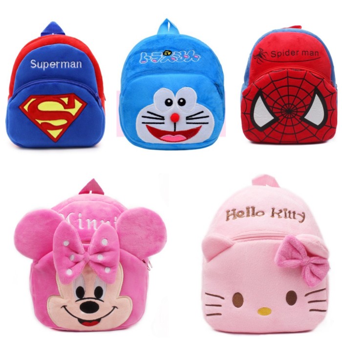 TokoPapin Tas Ransel Sekolah Anak Bayi Balita Paud TK Bermain Belajar Karakter Kartun Boneka Lucu Motif