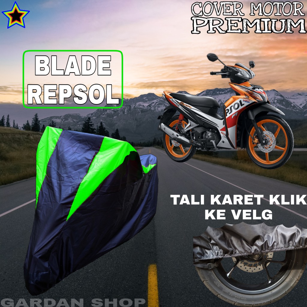 Sarung Motor BLADE REPSOL Hitam HIJAU Body Cover Penutup Pelindung Motor Repsol PREMIUM