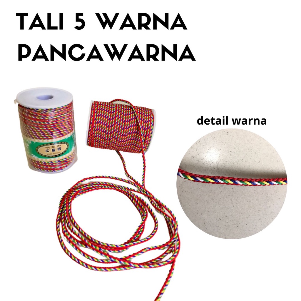 Tali Puja PANCAWARNA Tebal &amp; Kuat 35 Meter diameter 3mm