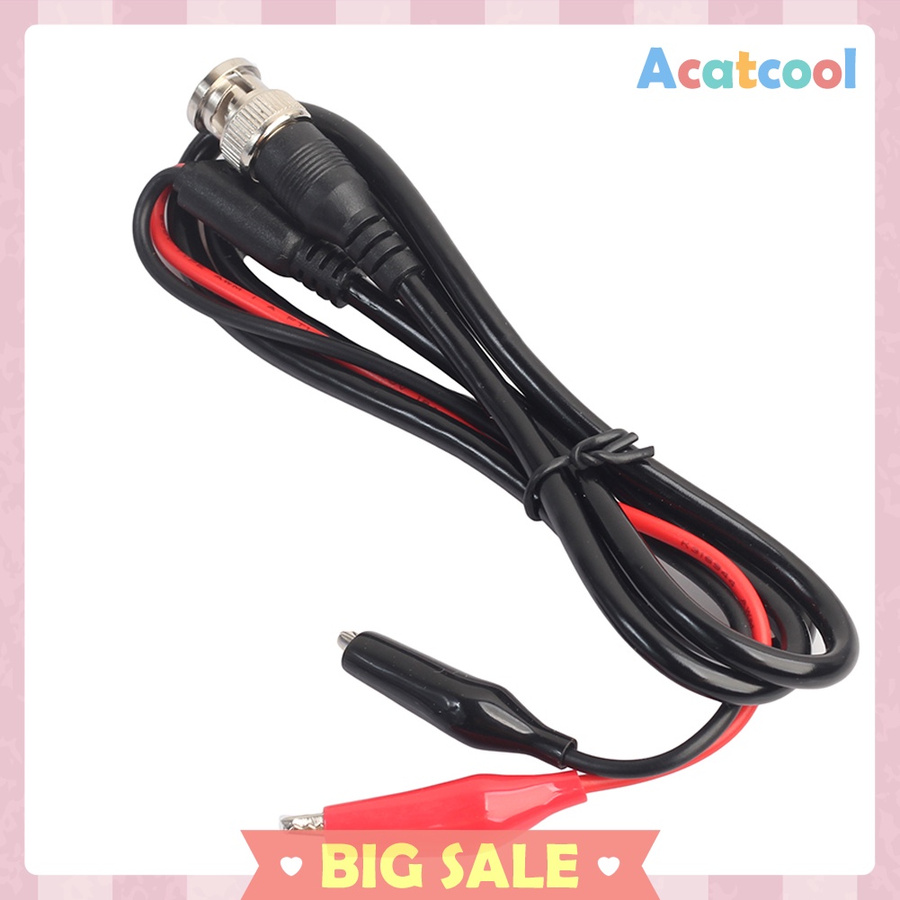 BNC Male Plug to Dual Alligator Clip Oscilloscope Test Probe Lead Cable 1m