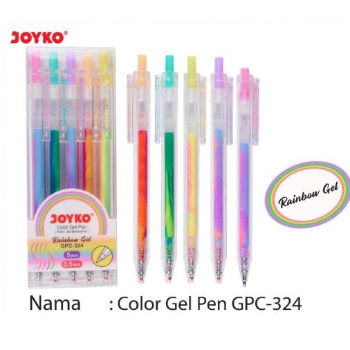 

Pulpen Gel Rainbow Joyko Gpc-324 (Isi 5pcs)