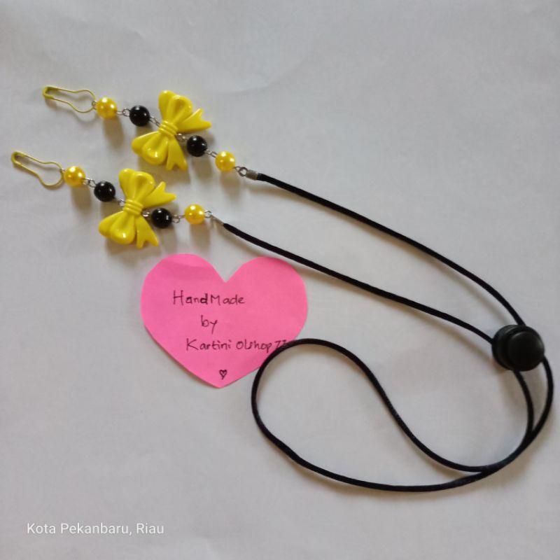 STRAP MASKER 2in1//Kalung Masker Hijab Mutiara Pita