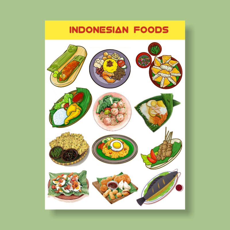 

Indonesian Foods Tumblr Aesthetic Journal Sticker for laptop case hp helm