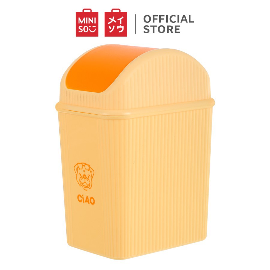 MINISO Tempat Sampah Meja Tong Sampah Lucu Dengan Penutup Mini Plastik