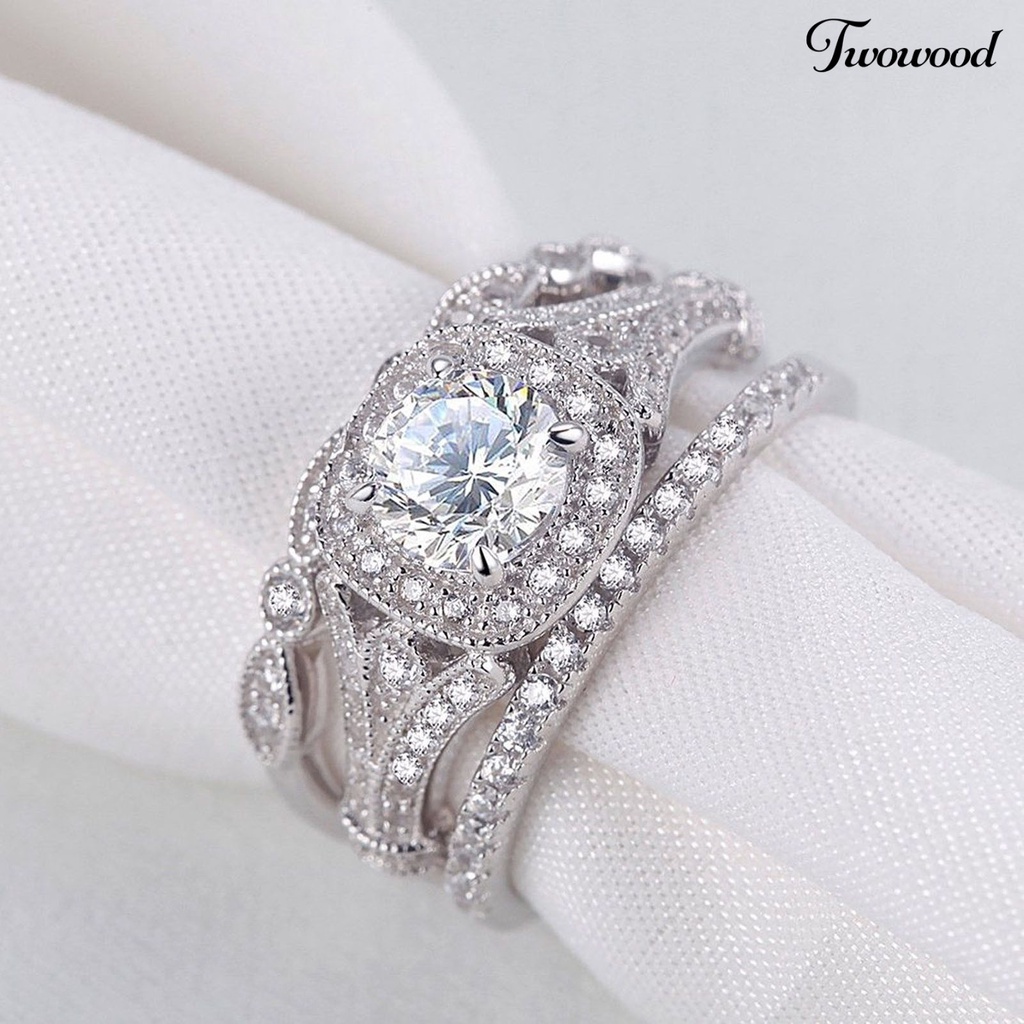 3pcs Cincin Jari Shiny Untuk Pertunangan Dan Pernikahan