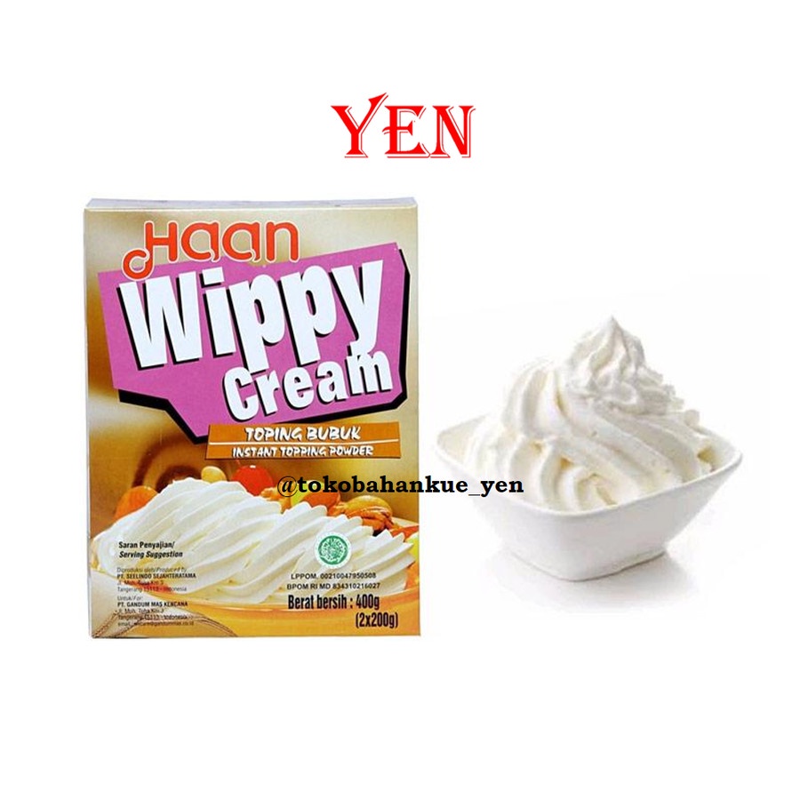 

Haan Instant Whippy Cream / Whip Cream Instant / Wippy Cream Topping Bubuk [400gr atau 200gr]